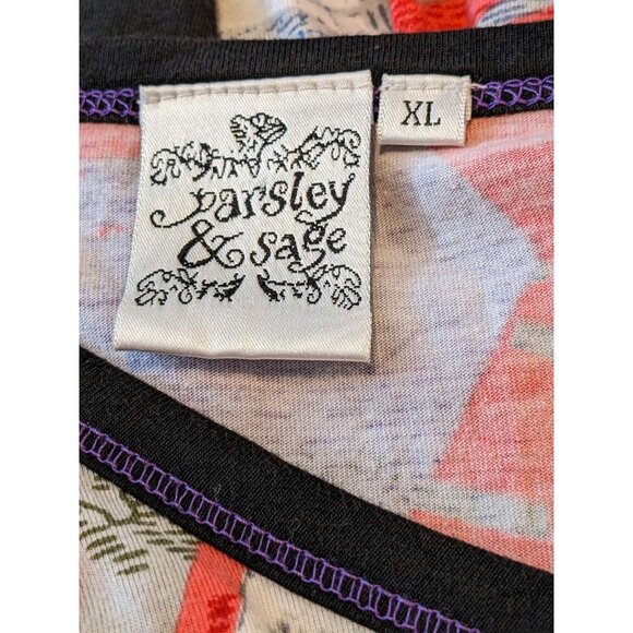 Parsley & Sage Blouse Top Women XL Tunic Artsy Art To Wear Lagenlook Hippie Boho - Picture 5 of 7